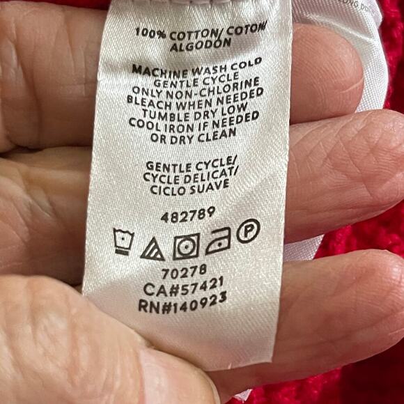 LOFT NWT Women's 100% Cotton Knit Sweater Cherry Red Size Large - Picture 6 of 8